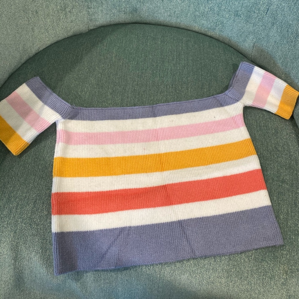 Off Shoulder Striped Crop Top